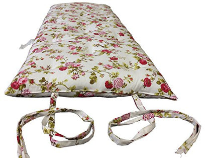 Twin Size Traditional Japanese Floor Futon Mattresses, Tatami Foldable Cushion Mats, Yoga, Meditaion 39" Wide X 80" Long (Red Rose White) - color: Red Rose White