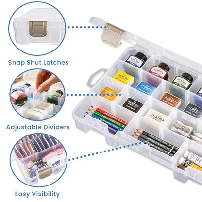 ArtBin Floss Finder Box: Clear Sewing Organizer with 6 Compartments, 12 Dividers, Durable - Perfect for Embroidery Floss and Small Sewing Supplies Storage | 6 Compartments, 12 Dividers, 10.75 x 7.375 x 1.75 Inches, For Embroidery Floss and Small Supplies,
