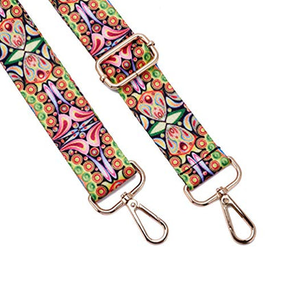 ZOOEASS Wide Shoulder Strap Adjustable Replacement Belt Crossbody Canvas Bag Handbag - color: Paisley, size: EXTRA LONG:66.9"(170cm)Wide:1.4"(3.5cm)