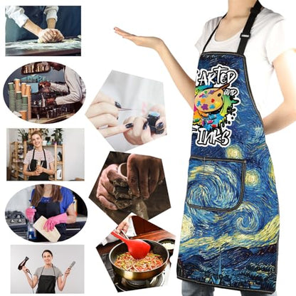 MBMSO Painting Artist Apron with Pockets Artist Painter Gifts Art Lover Gift for Art Teacher Student Painter Apron Waterproof - color: Night Apron-b