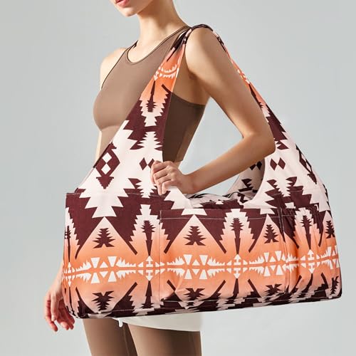 Yoga Mat Bag - Large Yoga Bag with Yoga Mat Strap, Zipper and Pockets - Yoga Bags and Carriers Fits All Your Stuff - Personalized Yoga Mat Bags for Women Fits Most Size Mats - color: Boho Camel