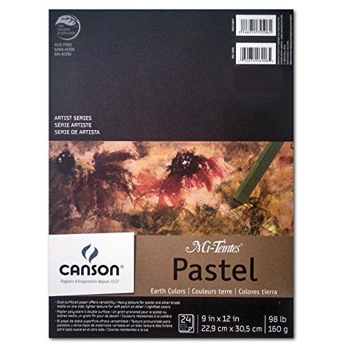 Canson Artist Series Mi-Teintes Pastel Paper, Earth Tones, Foldover Pad, 9x12 inches, 24 Sheets (98lb/160g) - Artist Paper for Adults and Students, Beige - size: 9"X12", style: Earth Tones