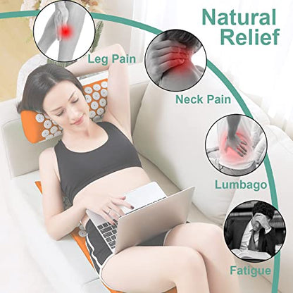 XiaoMaGe 28.7" Acupressure Mat and Pillow Set with Carry Bag (Orange) - color: Orange