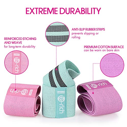 Resistance Bands, Fabric Workout Bands for Women & Men, Cloth Booty Resistance Loop Bands, Thick Squat Bands for Butt/Legs/Thigh/Hip/Glute Excersing - color: Pink/green/purple