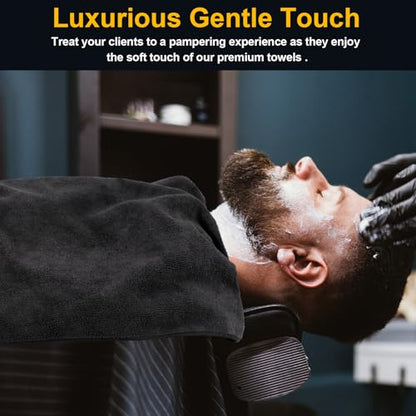 UNIMADE Salon Towels 48 Pack, Microfiber Barber Towel Bulk,(16x29 inches) Fast Drying Hair Towels Super Soft Black Hnad Towels for Gym, Salon, Bath, Spa Use and Home Hair Care(Not Bleach Proof) | (16x29 inches) Hair-Drying Cloth Super Soft Black Hand Clot