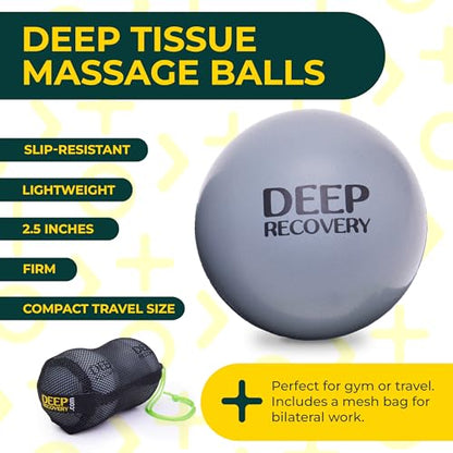 Deep Recovery Yoga Deep Tissue Massage Ball Set, Firm Density – 2.9-Inch Myofascial Release Balls for Feet, Back, Neck, Legs & Arms – Trigger Point & Mobility Therapy (2-Pack) - style: Firm