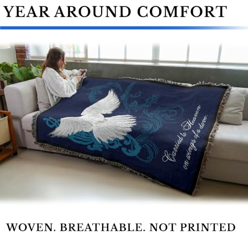 Pure Country Weavers Carried to Heaven on Wings of a Dove Blanket by Sherri Buck Baldwin - Sympathy Bereavement Gift Tapestry Throw Woven from Cotton - Made in the USA (72x54) - color: Wings Dove, size: 72" x 54"