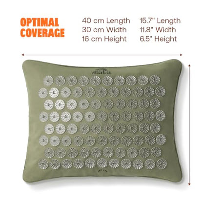 ShaktiMat Acupressure Pillow, Neck & Shoulder Relief, Premium Level 1 Tulsi | Relaxation, Massage Muscles, Aid Sleep, Unlock Inner Tension, Similar to Acupuncture, Made with Organic Cotton & ABS spikes - color: Premium-tulsi, size: Level 1