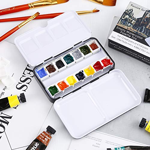 MYARTOOL Watercolor Tin Palette, Metal Empty Paint Case with 12 PCS Empty Half Pans for DIY Travel Watercolor Palette, Acrylic and Oil Painting - color: Black, size: 12 PCS Empty Half Pans