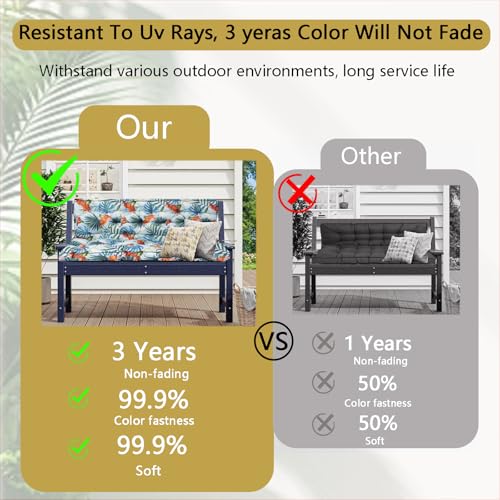 Porch Swing Cushion Three Seat Waterproof, Summer, 40 x 71in - color: Summer, size: 40 x 71in