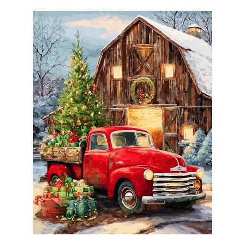 Reivworl Christmas Paint by Numbers Kit for Adults Beginner 16×20 inch | Christmas Paint by Number Kits 16×20 inch, Crafts on Canvas with Gifts. - color: 20-Truck