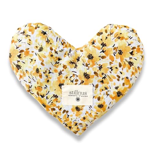 Stillnus Weighted Heart Eye Pillow & Eye Mask – Gift for Women, Sunny - style: Yellow Florals