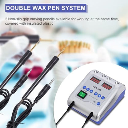 Dental Electric Wax Carver, Dual-Pen Wax Carving Pen Knife with 6 Wax Tips | Dual Digital Display, 122–392°F Adjustable Temperature, for Dental Lab Equipment, Dentist Waxing, Jewelry Wax Work & Modeling
