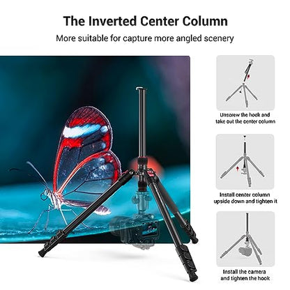 SmallRig T-10 68" Foldable Aluminum Camera Tripod/Monopod | Max. Payload 33lb, Height Adjustable from 19.7" to 67.7", Works With Cameras and Phones.