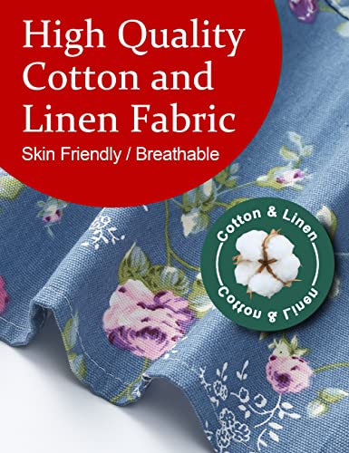 Cozy Adjustable Cross Back Aprons for Women with Pockets Cotton Linen Cooking Kitchen Baking - color: Rose Flower