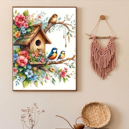 PKLZQSH Birds Diamond Art Painting Kits for Adults, Animal Full Drill Diamond Dots Paintings for Beginners, Round 5D Diamonds Pictures Gem Art Painting Kits DIY Crafts Kits 12X12inches