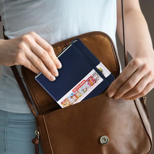 5x5 Pocket Sketch Book,80gsm Hardcover Art Sketchbook for Drawing Journal | PU Cover,Blank Paper,96Sheets/192Pages,Lay-Flat,Portable Travel Creation Paint Diary Memo Planner,Dry Media.Royal Blue - color: PU Cover-5x5in-Royal Blue