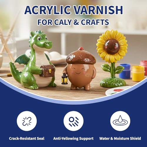 OSBANG Air Dry Clay Glaze Kit, 2-Pack 100ml Gloss and Matte Clear Varnish Top Coat, Protective Sealer for Air-Dry Clay, Polymer Clay and Acrylic Paintings, for Crafts and DIY Projects - size: Gloss+Matte