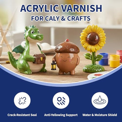 OSBANG Air Dry Clay Glaze Kit, 2-Pack 100ml Gloss and Matte Clear Varnish Top Coat, Protective Sealer for Air-Dry Clay, Polymer Clay and Acrylic Paintings, for Crafts and DIY Projects - size: Gloss+Matte
