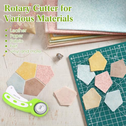 Chunful 5 Pcs Rotary Cutter Set 2 Pcs A4 Self Healing Cutting Mat & 45mm Fabric Cutter Wheel with 2 Blades 9 x 12 Inch Sewing Cutting Mats for Crafts Quilting Patch Working Hobby
