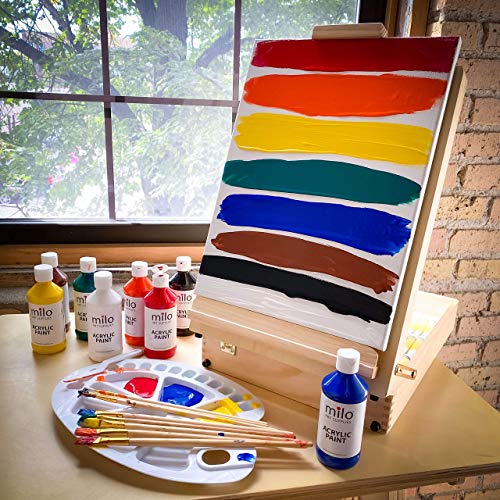 milo Acrylic Paint Set, 8 Primary Colors, 8 oz Bottles, Semi-Gloss | Safe, Non-Toxic, Made in the USA, Arts & Crafts Paints for Artists, Student & Hobby Painters, Paint Pack, Classroom, Bulk - style: Primary Set 8 x 8 oz