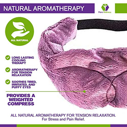 Cooling Eye Compress - Soft Blackout All Natural Aromatherapy for Tension Relaxation, Stress and Pain Relief - Wearable Tension Migraine & Headache Relief - Long Lasting Cooling Therapy - color: Mauve
