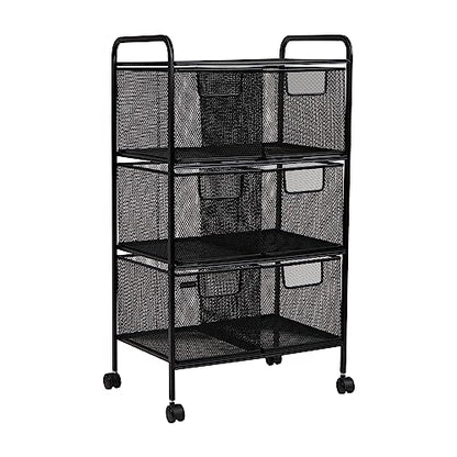 Mind Reader Multipurpose Rolling Cart with Drawers, Office Storage Organizer, Utility Cart, Metal Mesh, Black - style: 6-Drawers