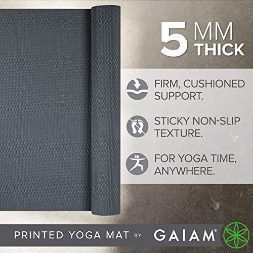 Gaiam Yoga Mat - Premium 5mm Solid Thick Non Slip Exercise & Fitness Mat for All Types of Yoga, Pilates & Floor Workouts (68" x 24" x 5mm) - color: Folkstone Grey