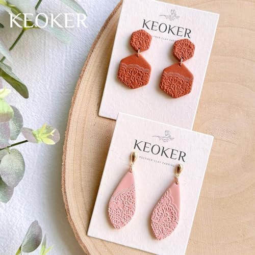 KEOKER Lace Polymer Clay Texture Sheets - Works with Clay Cutter, Same as Texture Roller for Polymer Clay (C) - color: C