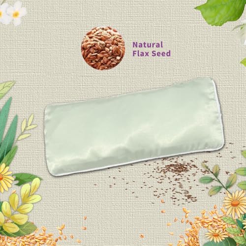 Flexseed Eye Pillow, Hot or Cold Weighted Satin Eye Mask, Microwaveable Moist Heat Eye Compress, Unscented Washable, Perfect for Sleeping, Yoga, Migraine Relief, Pack of 2 (Flexseed)