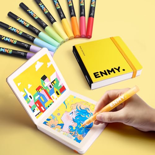 ENMY Acrylic Marker Sketch Pad, 6.7×6.7 Bleed-Proof Marker Paper,140lb/300gsm Heavyweight Sketchbook, 30 Sheets Drawing Pad Glue-Bound with Hard Backing for Artists, Students (L 17×17 cm) - size: L（6.7×6.7 inch）