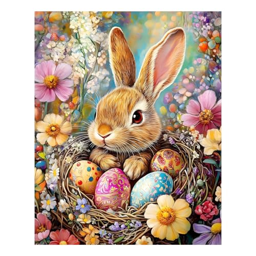 Reivworl Easter Paint by Numbers Kit for Adults Beginner 16×20 inch | Easter Paint by Number Kits 16×20 inch, Crafts on Canvas with Gifts. - color: 23-Easter Eggs and Bunnies