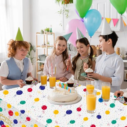 6 Pack Happy Birthday Plastic Tablecloths,108" x 54"Rectangle Disposable Table Covers for Picnic Birthday Wedding Parties (Balloon) - color: Balloon