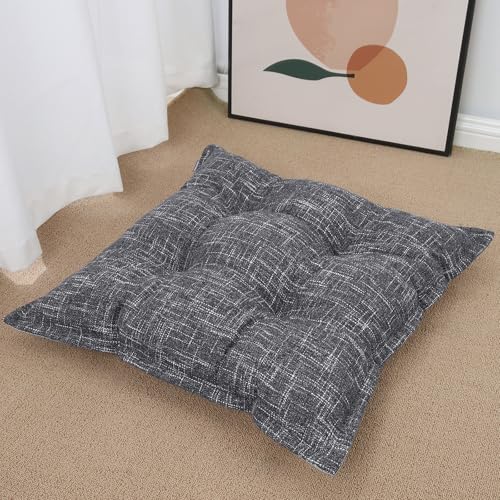 SINSOSSO Large Floor Pillow 22", Thickened Bite-Size Memory Foam Square Non-Slip Cushion for Office Back Support/Indoor Yoga/Chair Seat, Fashionable Color-Blocked Fabric & Washable, Light Gray, 1 PCS - color: Light Gray