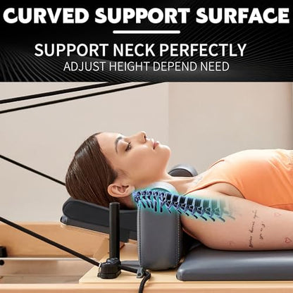 MABOZOO Pilates Head and Neck Support Pillow, Black PU Leather Cushion for Pilates Reformer Accessories, Pilates Cushion Pillow Enhance Comfort for Pilates Home Gym Workout