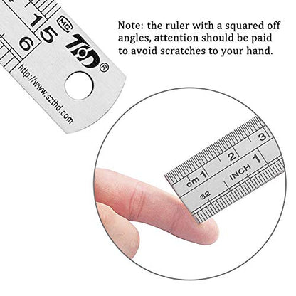 ZZTX Metal Ruler 6 Inches Stainless Steel 12 Pack | Rust-proof, Straight edge, Precise markings, Clear read