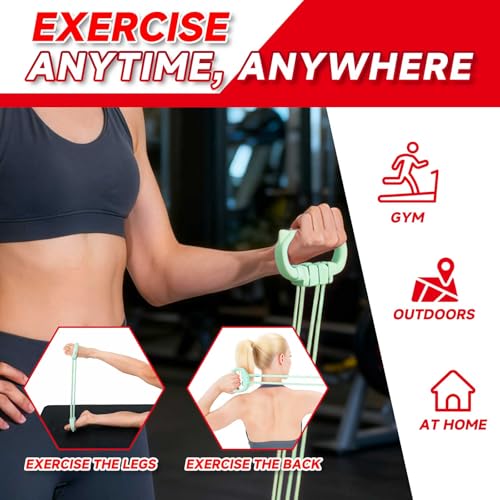 6 Gear Adjustable Resistance Bands, Fitness Resistance Bands Exercise Bands with Comfort Grips, Unisex, for Arms, Chest Extender, Home Workout, Fitness, Pilates - color: Green