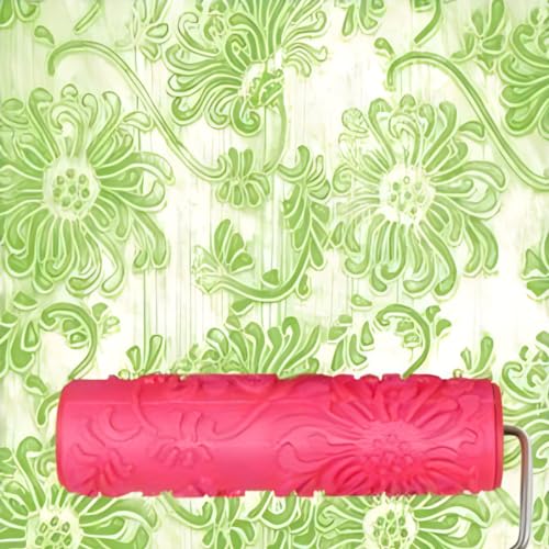 7" Texturing Roller, Patterned Textured Paint Roller, Drywall Texture Tool | Embossed Rubber Paint Roller, Decorative Art Texture Roller, Knockdown Texture Tool for DIY Household Wall Painting (BK034R) - style: BK034R