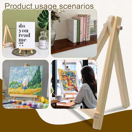 Mini Wood Easel Stand, 5 Inch, 12 Pack | Tripod Easel Stand, For Holding Small Canvases, For Photos, For Business Cards