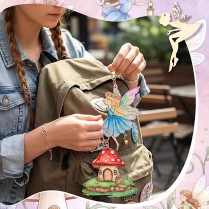 Saypacck 24 Pcs Fairy Birthday Party Favors Wooden Paint Craft Kits | Fairy Theme for Goodie Bags, Organza Bag Packaging, Kids Party Activity, Wooden Ornaments DIY - style: Fairy