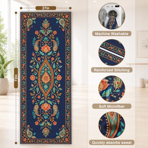 Hot Yoga Towel Non Slip, Ultra-Absorbent Yoga Mat Towel, Soft with Printed Design, Machine Washable, Yoga Pilates Towel Suitable for Exercise, Pilates, Yoga, 72x27in.Pattern - color: Pattern