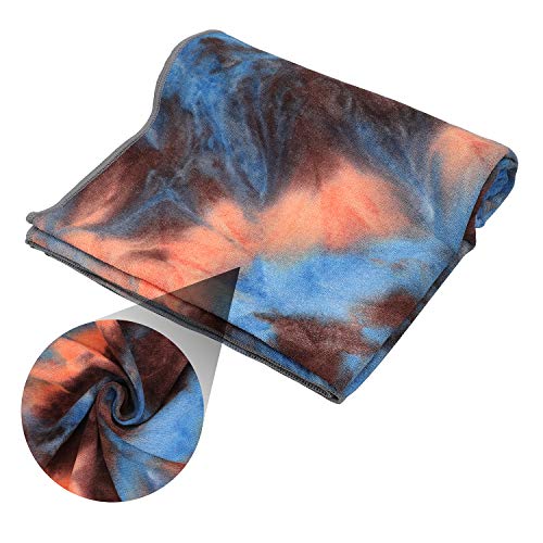 Yoga Towels , Non Slip Hot Yoga Towel Skidless Waffle Texture, 100% Absorbent Odorless Microfiber Yoga Blanket, Standard Sized 24 x72 in Mat Towel,for Hot Yoga, Bikram, Pilates ( Blue & Grey)…1