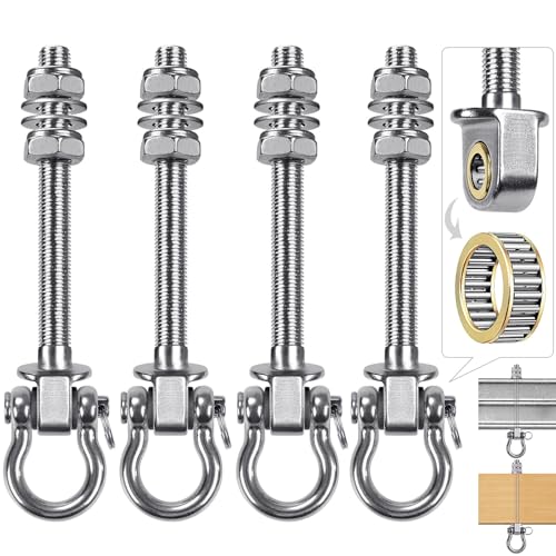4Pcs Heavy Duty Swing Hangers with Bearings Swing Hooks for Wood & Metal Beams Stainless Steel Swing Hardware Bolts for Hanging Hammocks Chair, Yoga Swings, Porch Swing 5" X M2/5", 1500LB Capacity - color: 4 pack - 5"