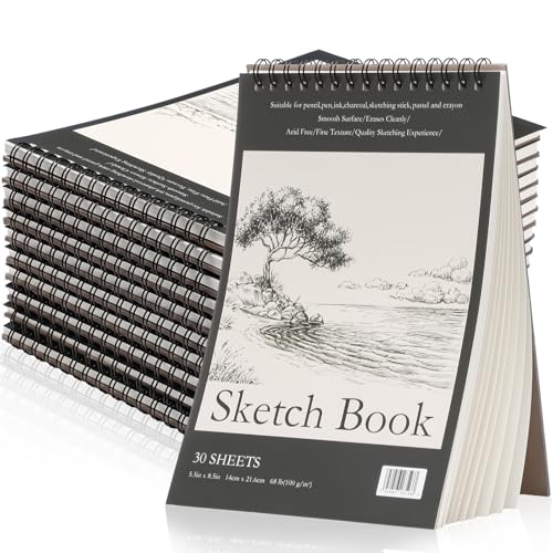Jexine 20 Pcs Sketch Book Bulk 5.5"x8.5" Top Spiral Bound,Tree | 30 Sheet Each 100gsm Drawing Paper, Sketch Pads for Painting, Artist Sketchbooks Bulk, Art Paper for Students - style: Tree