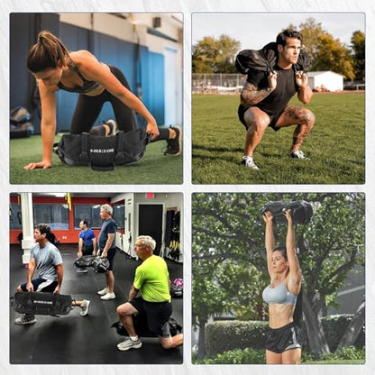 GarveeLife Workout Sandbag Unfilled - 5-200 LBS Heavy Duty Fitness Sandbag for Strength Training, Core & Full-Body Exercises | Adjustable Weight Home Gym - size: 25+75+125 LB