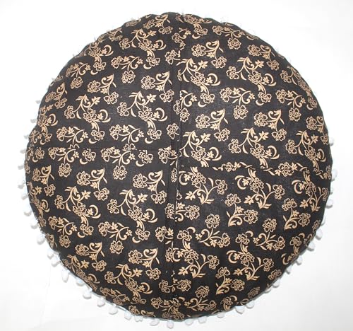 32" Black Gold Mandala Barmeri Large Floor Pillow Cover Cushion Meditation Seating Ottoman Throw Cover Hippie Decorative Zipped Bohemian Pouf Ottoman Poufs, Pom Pom Pillow Cases - size: 32" x 32" (Pack of 1), style: Bohemian