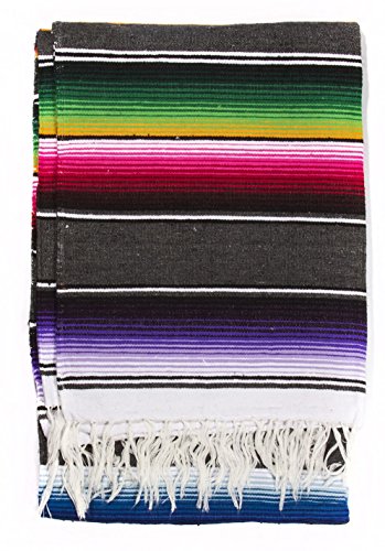 Del Mex Mexican Serape Blanket (Large, Gray) - color: Gray, size: Large