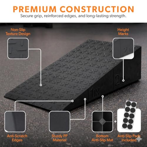 Non-Slip Squat Wedge Block, 2 Pack | Heel Elevated Design Foot Wedges for Exercise