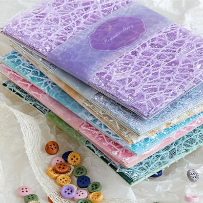 156 Sheets Textured Scrapbook Paper & Mesh Fabric Assorted Set +30 Buttons - 6 Pack Mixed Special Paper for DIY Scrapbooking Planner Bullet Junk Journal Supplies Collage Background 3.9x5.5 Inch