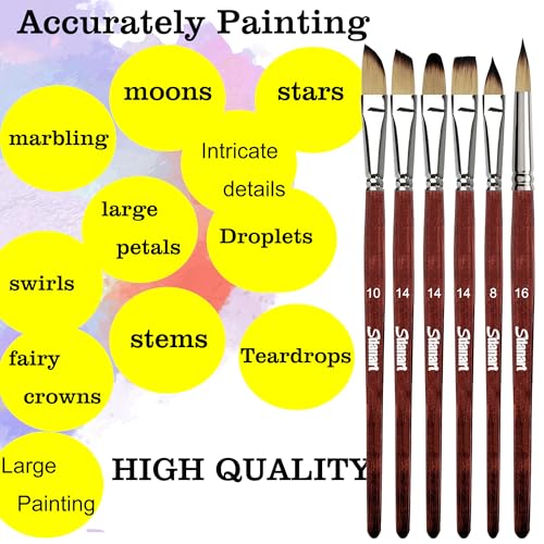 Sdanart Watercolor Brushes Professional，10 PCS Artist Paint Brush Shapes | Shape Including Pointed Rounds, Flats，Filbert，Cat's Tongue Oval Wash，Dagger，Suitable for Acrylics Water Color Oil Gouache Ink
